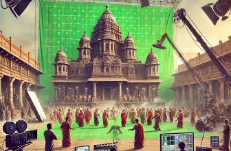 a grand Indian movie production set