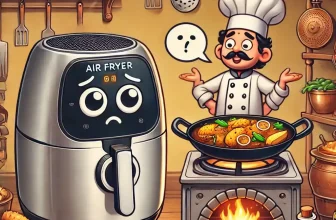 an air fryer next to a traditional Indian cooking setup