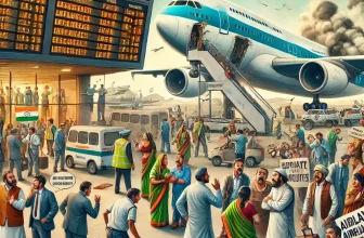 A dramatic and chaotic Indian airline scene