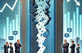 An illustration of a business merger breaking apart, symbolizing a failed corporate deal