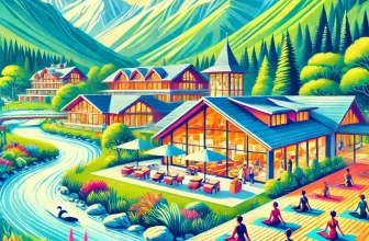 a serene yoga retreat center in the Himalayas