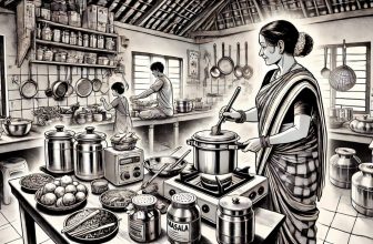 a traditional Indian kitchen scene