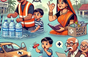 an Indian family using survival hacks during an emergency