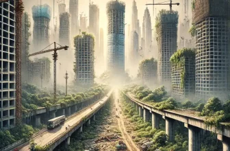 an abandoned Indian mega project site