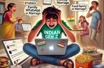 an overwhelmed Indian Gen Z individual sitting in their room