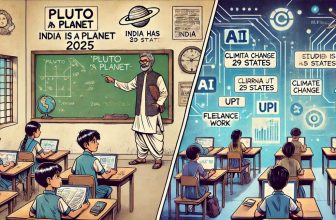 contrast between outdated Indian school lessons and modern realities