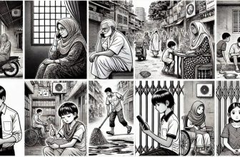 illustration showing multiple silent social issues in India