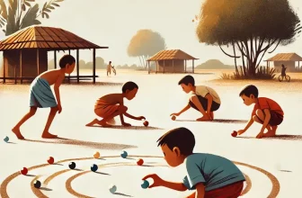 kids playing Kancha (marbles) in an Indian village