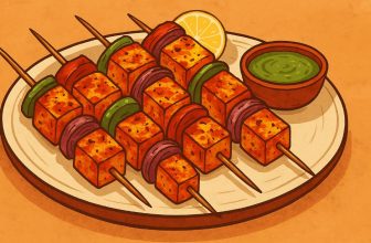 ligh snack grilled paneer tikka with green chutney