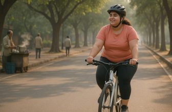 a girl cycling to loose weight