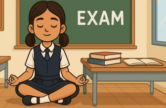 a girl meditating in classroom before exam