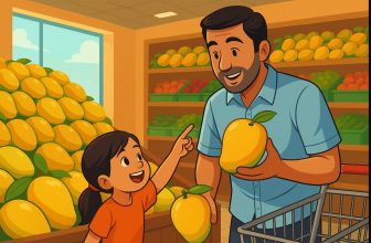 a little girl in mango store