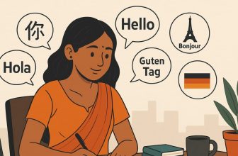 a woman learning new foreign language