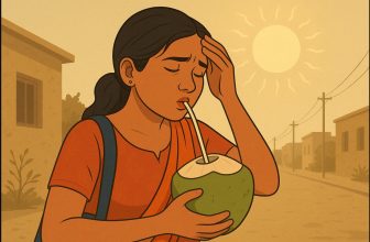 a girl drinking coconut water to stay hydrated in summer