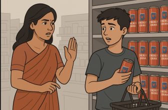 mother saying no to energy drink purchase