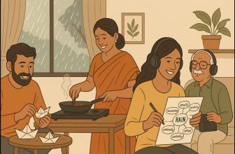 a family enjoying rainy weekend indoor