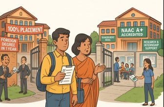 a family visiting college campus and verifying claims