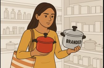 a girl comparing cheap cooker vs branded cooker to avoid future problem