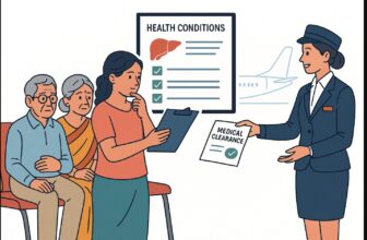 daughter getting medical fitness report for parents before flight