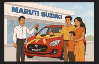 Indian family with new Maruti swift
